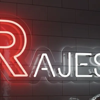 10x24 Custom Neon Sign “Rajesh” – Personalized LED Neon Name Sign in Red & White – Wall Light for Bedroom, Events, Home Decor & Gifting – Modern Custom Neon Wall Art