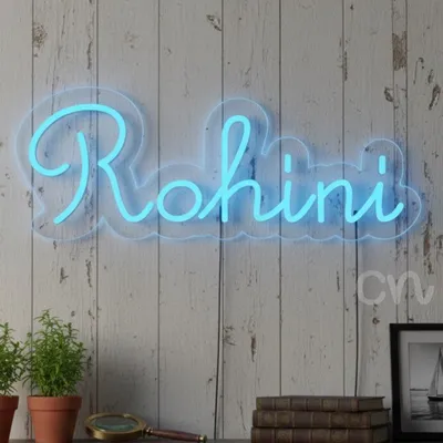 8x21 Custom Name Neon Sign – “Rohini” Personalized LED Neon Wall Light – Modern Home Decor, Bedroom Accent, Event Decoration, Wedding Gift, Name Sign for Parties, Offices & Living Spaces