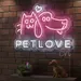 17x22 PETLOVE Neon Sign – Pink Cat & Dog Outline with Heart Accent and White Letters – LED Neon Light for Pet Shops, Veterinary Clinics, Grooming Salons, Animal Shelters & Pet Lovers’ Wall Decor 1