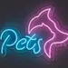 16x22 Pets Neon Sign – Blue Script with Pink Dog & Cat Silhouettes – LED Neon Light for Pet Shops, Grooming Salons, Veterinary Clinics, Animal Shelters & Pet Lovers – Modern Storefront & Wall Decor 1