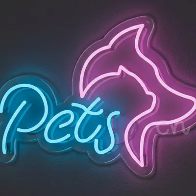 Custom Neon | Pets Neon Sign | Blue,Pink | 16x22