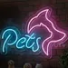 16x22 Pets Neon Sign – Blue Script with Pink Dog & Cat Silhouettes – LED Neon Light for Pet Shops, Grooming Salons, Veterinary Clinics, Animal Shelters & Pet Lovers – Modern Storefront & Wall Decor 2