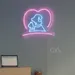 17x22 Pet Neon Sign – Blue Dog & Cat Silhouette with Pink Heart – LED Neon Light for Pet Shops, Grooming Salons, Veterinary Clinics, Adoption Centers & Pet Lovers – Modern Storefront & Home Wall Decor 1