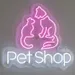 20x23 Pet Shop Neon Sign – Blue Cat, Pink Dog & Heart with “Petshop” Text – LED Neon Light for Pet Stores, Grooming Salons, Veterinary Clinics & Pet Lovers – Modern Storefront & Home Wall Decor 1