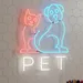 22x17 Pet Neon Sign – Red Cat & Blue Dog with White "PET" Text – LED Neon Light for Pet Shops, Grooming Salons, Veterinary Clinics & Pet Lovers – Modern Storefront & Home Wall Decor 1