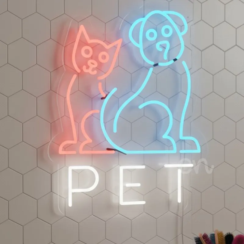 Custom Neon | Pet Neon Sign | Red & Blue, White | 22x17