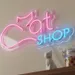 Cat Shop Neon Sign 12x24 Inch – Pink Cat Outline with Blue “SHOP” LED Light for Cat Stores, Pet Boutiques, Veterinary Clinics, Cat Cafes, Animal Shelters & Feline Care Businesses 2