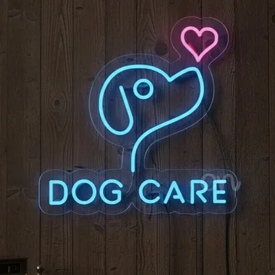 Custom Neon | Dog Care Neon Sign 18x18 Inch | Pink