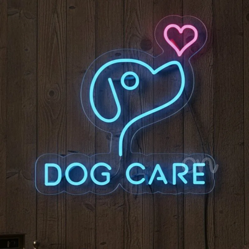 Custom Neon | Dog Care Neon Sign 18x18 Inch | Pink