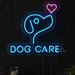 Dog Care Neon Sign 18x18 Inch – Blue Dog Outline with Pink Heart LED Neon Wall Light, Pet Grooming, Veterinary Clinic, Dog Training, Animal Rescue, Dog Lovers Business Window Display Decor 2