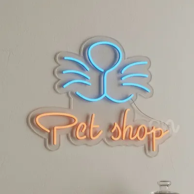 Custom Neon | Pet Shop Neon Sign 18x23 Inch | Blue & Orange