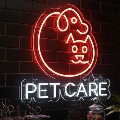 Custom Neon | Pet Care Neon Sign 19x19 Inch | Red