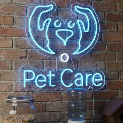 Custom Neon | Pet Care Neon Sign 21x22 Inch | Blue