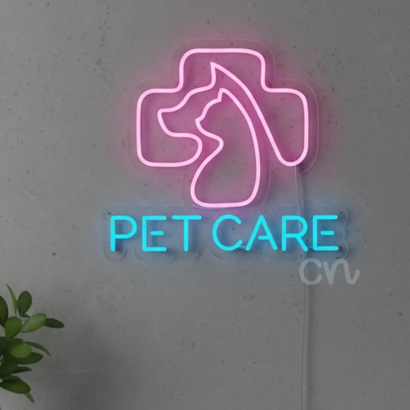 Custom Neon | Pet Care Neon Sign 19x21 Inch | Pink