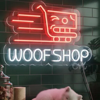 Custom Neon | WoofShop Neon Sign 16x23 Inch | Red