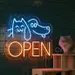 19x22 Pet Open LED Neon Sign – Blue Cat & Dog Outline with Orange “OPEN” – Bright Window Light for Pet Stores, Grooming Salons, Veterinary Clinics, Animal Boutiques, and Pet Daycare Businesses 1