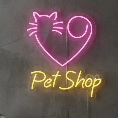 Custom Neon | Pet Shop LED Neon Sign | Pink | 23x20