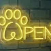 Custom Neon | OPEN Paw Print Neon Sign | Plug-In LED Wall Decor for Pet Clinics & Shops | 12x21 | Yellow | Open Neon Sign, Wall Mounted, Bright, Energy Efficient, No Battery, Indoor Use 1