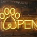 Custom Neon | OPEN Paw Print Neon Sign | 12x21 | Yellow 2