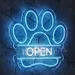 Custom Neon | Pet Open Neon Sign with Paw Print Design | Flex LED Pet Shop Open Light | Plug In Neon Wall Decor | Durable Energy Efficient Pet Open Advertising Sign | 21x21 | Multicolor (Blue, White) 1
