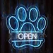 Custom Neon | Pet Open Neon Sign with Paw Print Design | 21x21 | Multicolor (Blue, White) 2