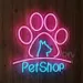 Custom Neon | Pet Shop Neon Sign with Paw Print and Dog Design | 22x23 | (Pink, Blue) 2