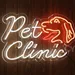 Custom Neon | Pet Clinic Neon Sign with Dog Head Design | 14x24 | Multicolor (White, Orange, Red) 2