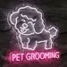 Custom Neon | Cute Poodle LED Neon Sign for Bedroom & Pet Shop | USB Powered Funny Dog Wall Decor | Dimmable Cartoon Poodle Light for Kids Room Gift | 23 x 23 in | White Pink | Animal Neon Sign India 1