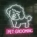 Custom Neon | Cute Poodle LED Neon Sign for Bedroom & Pet Shop | USB Powered Funny Dog Wall Decor | Dimmable Cartoon Poodle Light for Kids Room Gift | 23 x 23 in | White Pink | Animal Neon Sign India 2