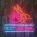 Custom Neon | Dog Grooming Neon Sign with Paw and Scissors | Flex LED Pet Grooming Light | Plug In Neon Salon Wall Decor | Vibrant Durable Dog Groomer Shop Sign | 21x14 | Multicolor (Blue, Pink, Red) 1