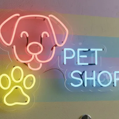 Pet Shop Neon Sign 17x24 | Bright LED Neon Light with Dog Face & Paw Design | Eye-Catching, Durable, Energy-Efficient Business Sign for Pet Stores, Grooming Salons, Veterinary Clinics & Pet Lovers