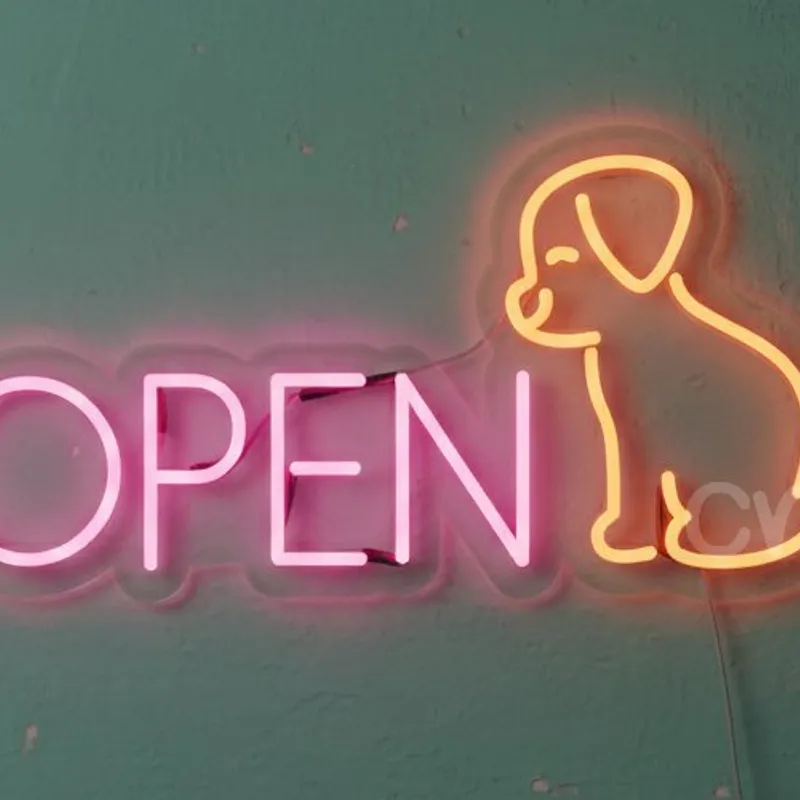 Custom Neon | Dog Open Neon Sign | 12x24 Inch