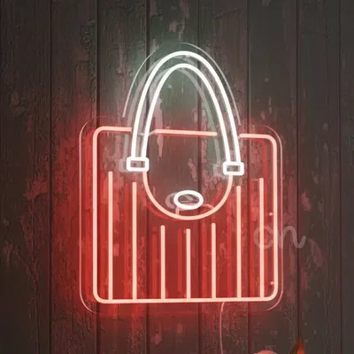 Handbag Neon Sign | 23x19 Inch Red & White LED Purse Wall Light | Fashion Boutique Display, Vanity Room Decor, Bedroom Accent, Event Backdrop | Durable, Safe, Energy-Efficient LED Neon Artwork