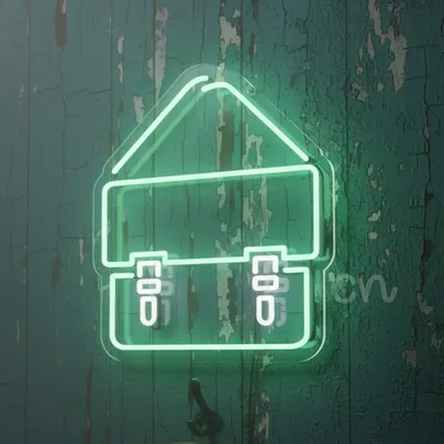 Custom Neon | Custom Neon Sign | Messenger Bag Shape LED Wall Light | Stylish 20x17 Inch Green & White