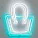 Custom Neon | Tote Handbag Neon Sign | 20x19 | Blue and White Accent Lighting 1