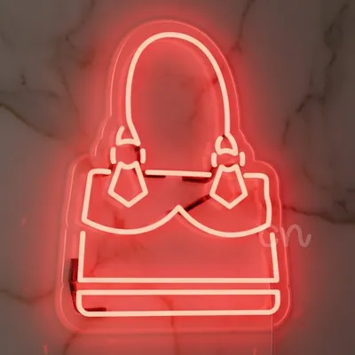 Custom Neon | Elegant Handbag with Strap Detail Neon Sign | 21x16 | Red