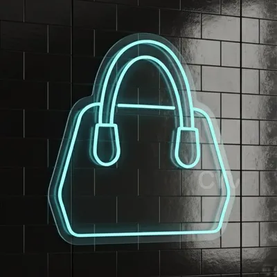 Custom Neon | Handbag Shape Neon Sign | Energy-Efficient LED Wall Light for Fashion Boutiques, Retail Stores, Bedroom Decor and Events | 21x22 | Blue