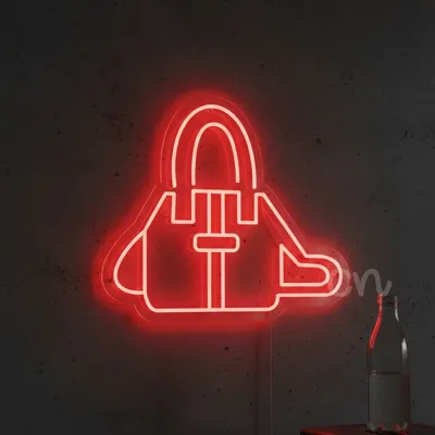 Custom Neon | Handbag Shape Neon Sign with Strap Detailing | 20x23 | Red