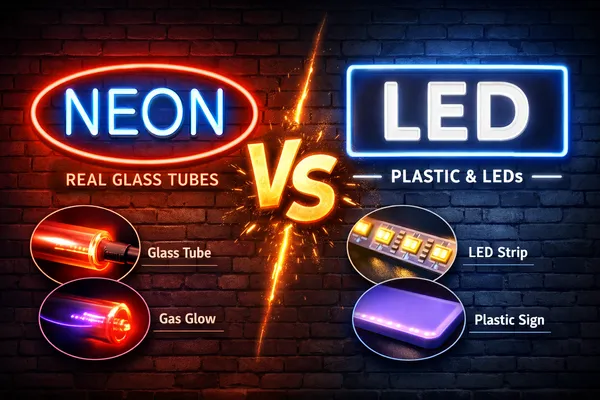 Custom Neon Signs vs LED Signs